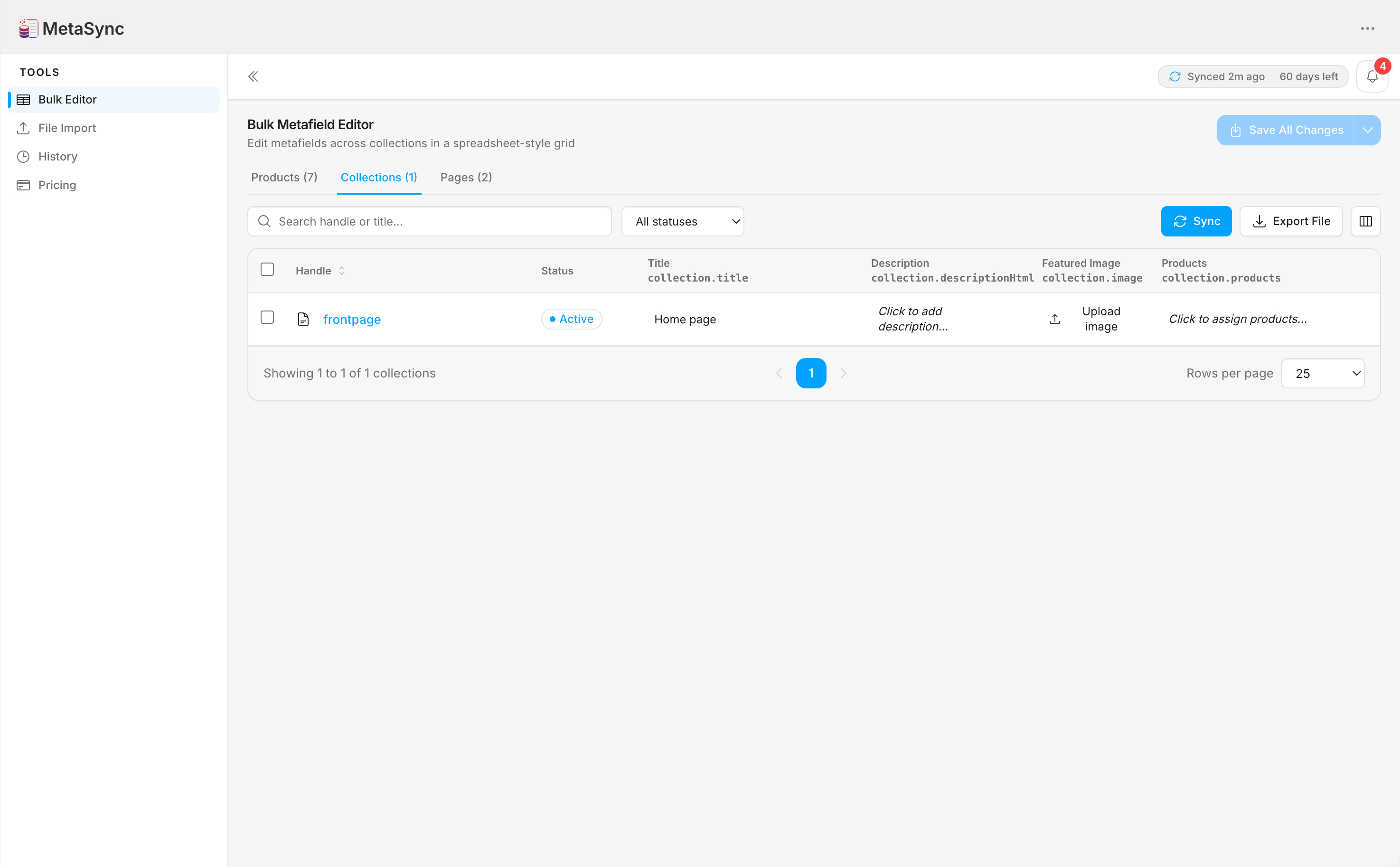 StoreSync Bulk Editor — collections
